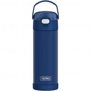 Термос-бутылка FUNTAINER Water Bottle, двухстенная из нержавеющей стали, пригодна для мытья в посудомоечной машине, 0,47 л, охлаждает до 12 часов, с герметичной крышкой с кнопкой Push Button Thermos, Navy