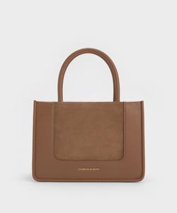 Сумка-тоут из замши Daylla Charles & Keith, цвет Mochabrown