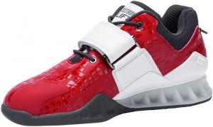 Ботинки для тяжелой атлетики, обувь для приседаний для мужчин и женщин - противоскользящая резиновая подошва, стабильность для пауэрлифтинга, кросс-тренинга и занятий в зале Castiron Lift, белый/красный