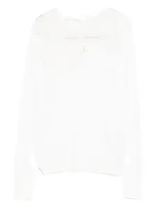 Топ с длинными рукавами и кружевной вставкой Ermanno Scervino, белый