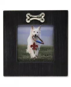 Черная рамка для собаки с костяным орнаментом — 4" x 4" Lawrence Frames, black