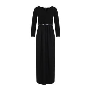 Черное платье с V-образным вырезом и струящейся юбкой Max Mara