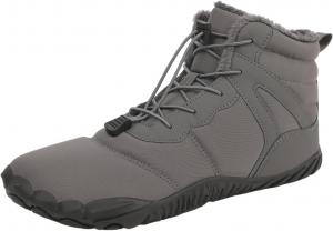 Мужские и женские зимние походные ботинки с утеплителем из искусственного меха, водонепроницаемые снежные кроссовки, обувь с широкой носочной частью, минималистичные ботинки на плоской подошве для ходьбы по снегу Kvotuu, серый