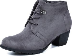 Женские ботильоны VJH Confort, с круглым носком на шнуровке, удобным низким каблуком и боковой молнией, D.Grey