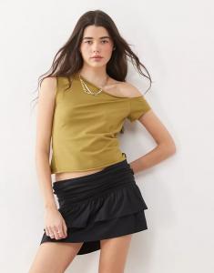 Мини-юбка COLLUSION с оборкой черного цвета