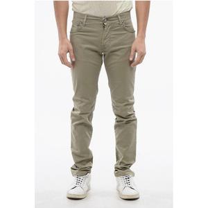 Штаны ID из эластичного хлопка с 5 карманами и вышитым логотипом, 17 см Corneliani, Green