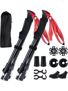 COSTWAY Складные алюминиевые треккинговые палки красного цвета