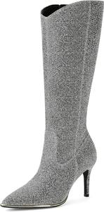 Женские западные сапоги Arromic до колена, черная замша, каблук-стойка 3,15 дюйма