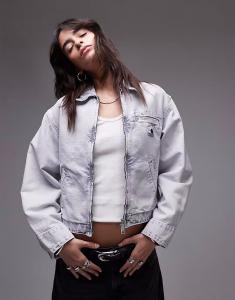 Джинсовая куртка Carhartt WIP Emery на молнии серого цвета