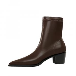 QITUMAUL Женские полусапожки на каблуке 5,5 см кофе, цвет Coffee[Heel Height 5.5cm]