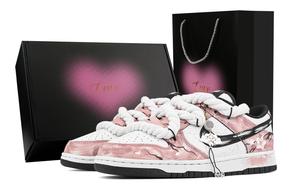 Nike Кроссовки для скейтбординга Dunk Tang Hai Xiangyi Heart Box, устойчивые к истиранию, низкие, унисекс, розовые, белые