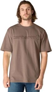 Carhartt мужская футболка с коротким рукавом и большим логотипом, Soft Sepia