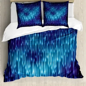 Пододеяльник ABAKUHAUS Abstract, с эффектом космического дождя, яркий, с защитой от клещей, подходит для аллергиков с наволочками, 155 см x 220 см - 80 x 80 см, сине-черный