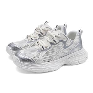 FOXER Женские кроссовки с низким верхом и износостойкой подошвой, увеличивающие рост, серебристо-бежевого цвета