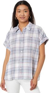 Женская клетчатая рубашка Tommy Hilfiger с воротником на пуговицах, Blue Multi