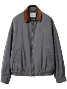 Куртка-бомбер Miu Miu с бархатной отделкой, серый