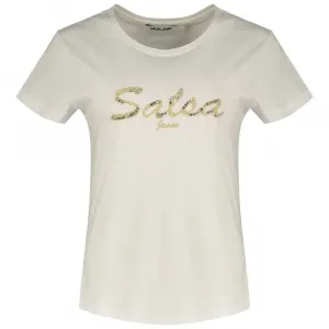 Футболка с коротким рукавом Salsa Jeans Lurex Embroidery Branding, белый