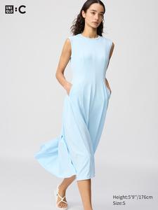 Платье приталенное с расклешенной юбкой без рукавов Uniqlo, 61 blue