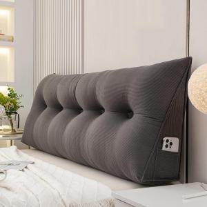 Большая треугольная декоративная подушка для поддержки спины, мягкая подушка для чтения, наполнитель для изголовья кровати, поясничная подушка, моющаяся, для общежития, дивана-кровати (Цвет: серый, Размер: 59 дюймов/15) COZMAX, Gray