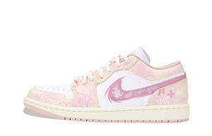 Jordan Air 1 A Sea Of Pink Flowers устойчивые к истиранию низкие винтажные баскетбольные кроссовки Unisex Pink White