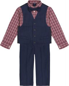 Комплект из 4-х предметов для делового костюма Tommy Hilfiger Boys: рубашка, брюки, жилет и галстук, Night Blue