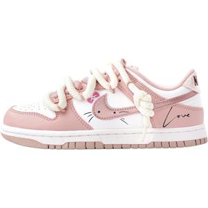 Nike Dunk Love Hello Kitty устойчивые к истиранию низкие детские скейтбординг кроссовки Pink для подростков