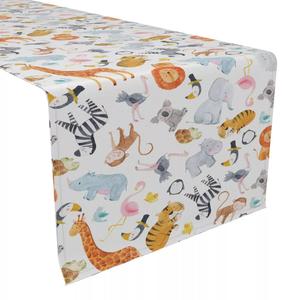 Настольная дорожка, 100 % хлопок, 16x108 дюймов, акварельные краски «Животные сафари».