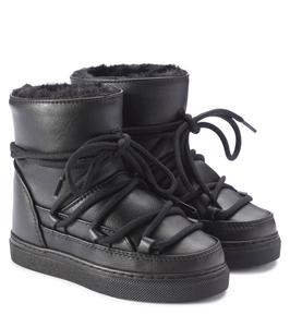 Ботинки для снега из искусственной кожи цвета винограда Inuikii Kids, черный