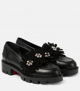 Лоферы Flora Moc из кожи с декоративными элементами Christian Louboutin, Black/ Lin Black