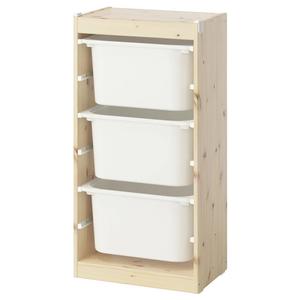 Комбинация для хранения с ящиками TROFAST IKEA, 46x30x91 см, цвет light white stained pine/white