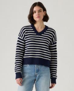 Женский свитер Reese с V-образным вырезом и длинными рукавами Levi's, Parisienne Stripe Peacoat