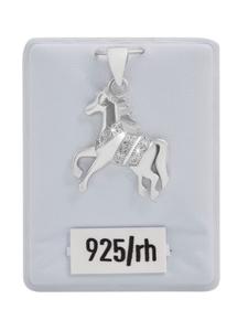 Adeliás Женский кулон - кулон в виде лошади, изготовленный из серебра 925 пробы с кубическим цирконием в серебряной оправе