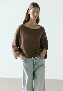 Топ с длинными рукавами и вырезом-лодочкой Massimo Dutti, Dark Brown