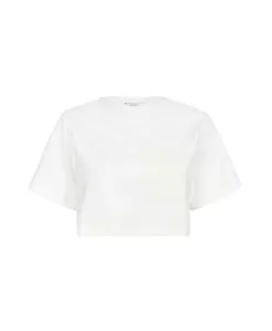 Укороченный топ с логотипом и принтом спереди. Max Mara, белый