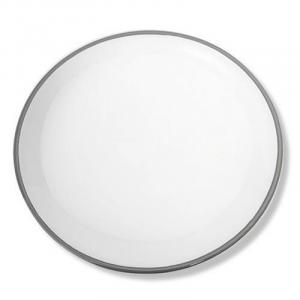 Тарелка обеденная с серым краем без бортика Classic 28 см Gmundner Keramik, белый/серый