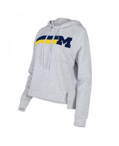 Женский серый пуловер с капюшоном Michigan Wolverines Cedar Tri-Blend реглан Concepts Sport, серый