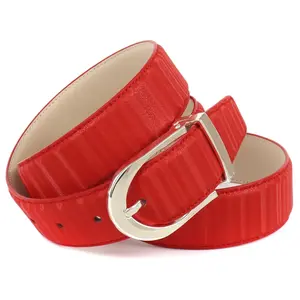 Кожаный ремень Anthoni Crown с мерцающим 3D-эффектом, красный