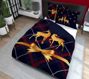 Постельное белье из хлопка Голландия 220x200 с рождественским узором "Олень" Detexpol