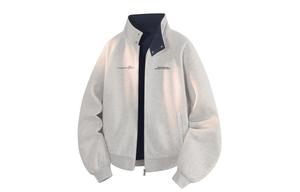 Свитшот Unisex Stand Collar Moderate Cardigan WARRIOR, белый heather серый