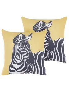 Декоративная подушка Beliani 2er Set Deko MANKETTI, цвет gelb/weiß/schwarz