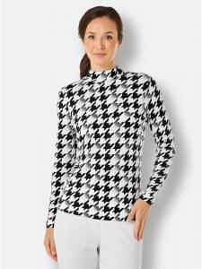 Рубашка с воротником-стойкой, черного и бежевого цветов creation L