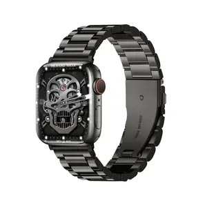 Akkerds Часы Strap Apple Compatibility Titanium Material Apple Watch IWatch S11/S10/S9/8/7/6/SE/Ultra 185mm 46 Watch Dial, 【Strap only】Titanium gray three-strain folding clasp