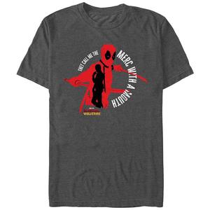 Мужская футболка Deadpool And Wolverine Merc с рисунком силуэтов рта Marvel, цвет Charcoal Heather