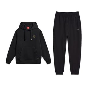Линия повседневной спортивной одежды для мужчин Li-Ning, черный top+черный pants