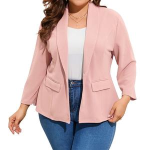 Женский блейзер plus size с рукавом 3/4 и одной пуговицей Clearflower, Pink