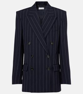 Шерстяной блейзер свободного кроя в тонкую полоску Stella McCartney, Ink