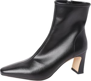 OXCOWNIU Женские кожаные ботильоны на устойчивом каблуке, удобные для прогулок на улице, с нескользящей подошвой, заостренные, для вечерних и праздничных нарядов