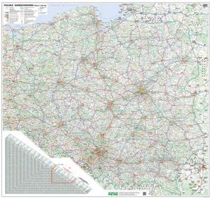 Настенная карта дорог Польши в масштабе 1:500 000. Piętka