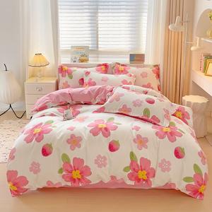 AVIVI Комплект постельного белья 1,8 м, 4 предмета, пододеяльник 180x220 см, цвет розовый