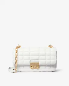 Стеганая кожаная сумка через плечо Tribeca Michael Michael Kors, белый